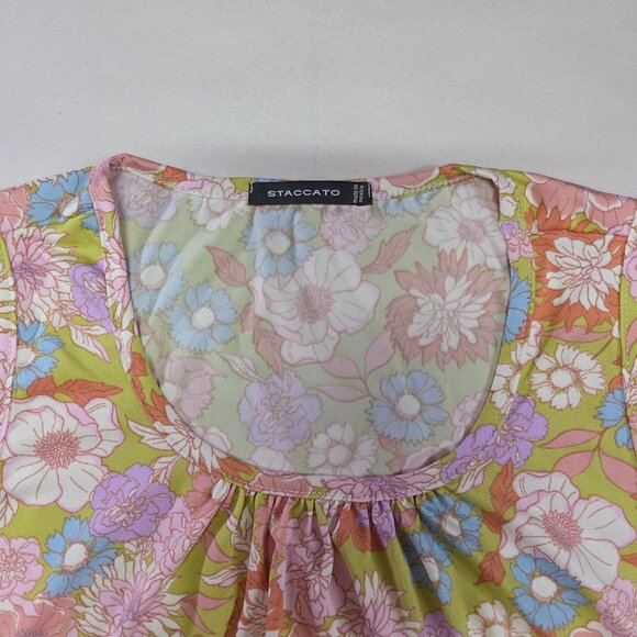 Staccato Womens Small Sleeveless Floral Loose Pleated Blouse Lightweight Summer - Picture 2 of 8